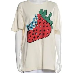 Gucci | Tops | Gucci Strawberry Graphic Tshirt Tee Shirt Xs